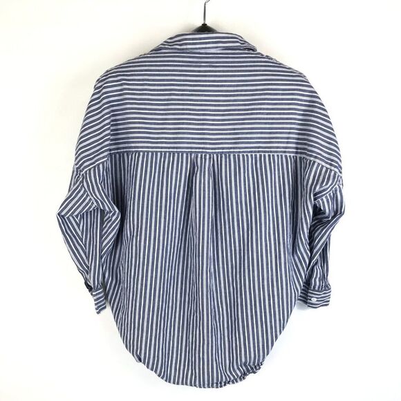 French Connection Striped Popover Top Women's Size XS Woven Cotton Casual - Picture 6 of 10